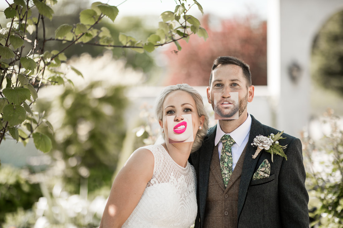 Fun bride and groom faces at a wedding